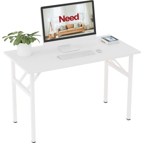 NEED Bureau d’Ordinateur Informatique Pliante 120x60cm Table d’étude/à dîner Pliable pour Maison/Bureau,blanc (1/5)