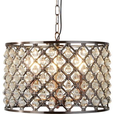Searchlight Marquise - Sospensione a soffitto a 3 luci in rame con cristalli di vetro, attacco E14 (1/5)