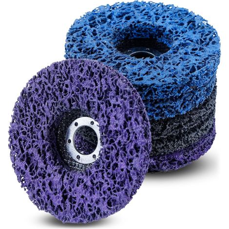 Kit de 6 disques à meuler CSD de 125 mm pour le nettoyage, l'élimination des traces de corrosion, de l'oxydation et de la rouille. Disques disponibles : violet, bleu et noir. (1/5)