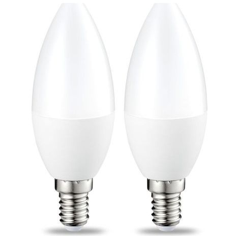 Lot de 2 petites ampoules LED en forme de flamme Culot Edison à vis E14 5 W (équivalent 40 W) Blanc chaud Intensité non variable (1/5)