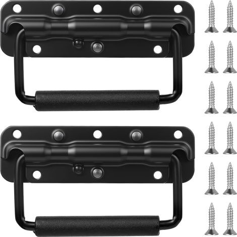 Shine Home 2 pièces Poignées de caisse à ressort, poignées pliantes, 140 mm Poignée à levier pour boîtes en matériel, poignée de valise, poignées pliantes et porte-outils pour caisses et boîtes à