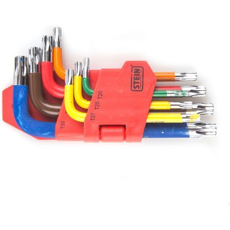 JUEGO LLAVE TORX STEIN CORTA CR-V CON AGUJERO 7 PIEZAS COLORES (1/2)