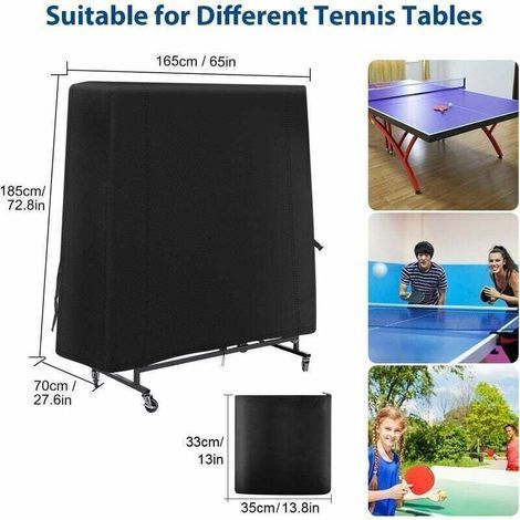 Housse de Table de Ping-Pong Couverture pour Table de Ping Pong Bache Table de Ping Pong 420D Oxford Bache de Protection étanche Anti-UV Anti-poussière pour Intérieur/ Extérieur 185x70x165 cm