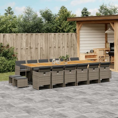vidaXL Ensemble à manger de jardin 17 pcs et coussins résine tressée (1/5)
