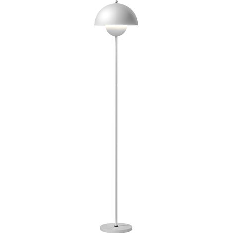 Lampadaire argent avec abat-jour bol, interrupteur au pied et E27 Ø30x155 cm, luminaire design sobre pour intérieur pratique et élégant