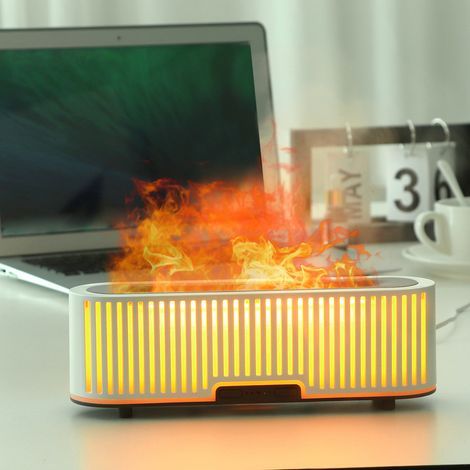 Diffuseur arômes flamme longue creuse 200 ml, grille verticale, 7 couleurs, blanc UE (1/5)