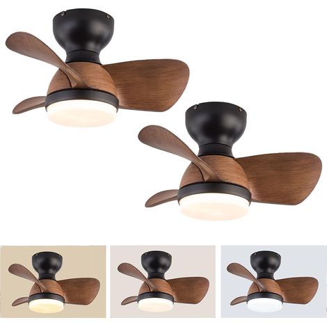 Ventilateur de plafond de chambre à coucher en 2 pièces avec télécommande, fonction lumière et variateur, 3 vitesses de ventilation, marron foncé