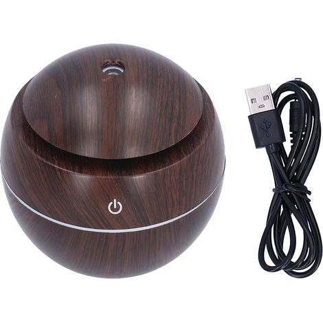 Mini humidificateur USB en forme de champignon avec veilleuse d'ambiance - 130 ml (aspect bois foncé) (1/5)