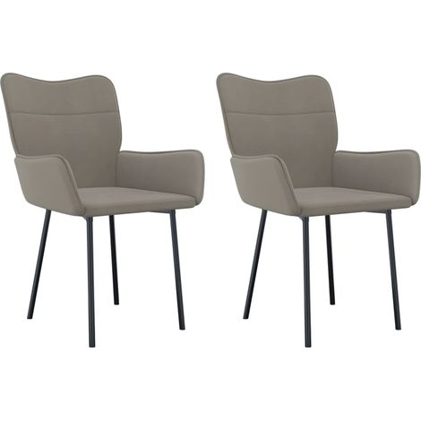 Lot de 2 Chaises à manger,Chaise de cuisine Gris clair Velours CFW17158 (1/5)