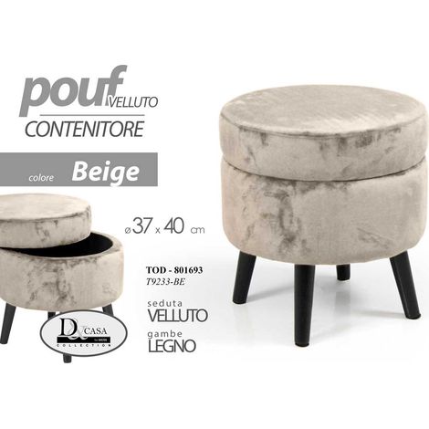 Puf contenedor beige que se puede abrir cm 37 x 40 h