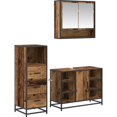 Maison Exclusive - Set di mobili per il bagno con cassetto 3 pcs Legno vecchio