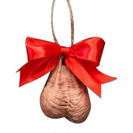 Décoration de Noël en résine avec nœud et bonnet de Père Noël suspendu (1/5)