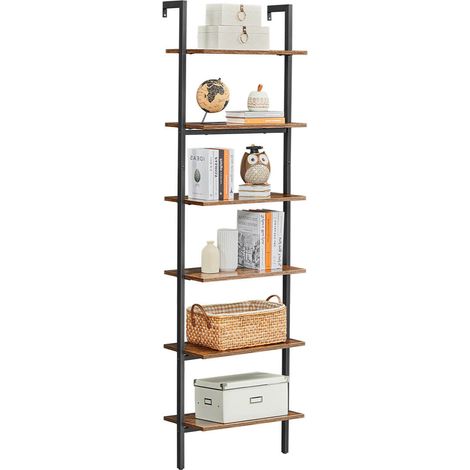 Libreria a 6 ripiani mobiletto portaoggetti per libri e decorazioni in soggiorno ufficio camera da letto 60 x 30 x 2048 cm stile industriale marrone 120005737