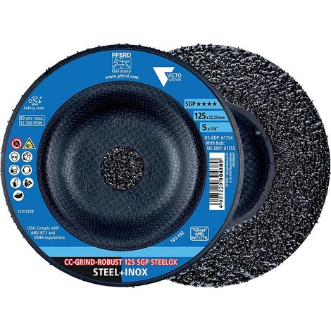 Pferd – Disque à lamelles 125mm – Grain VICTOGRAIN pour acier et inox – Contre-coudé pour ébavurage et chanfreinage – Ø alésage 22,23mm (1/6)