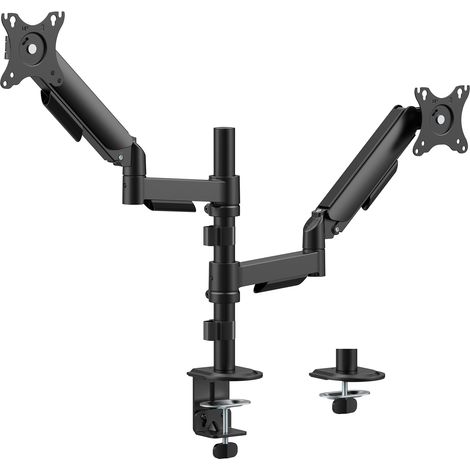 Support écran PC à ressort mécanique 2 écrans PC 17"-32", avec mât