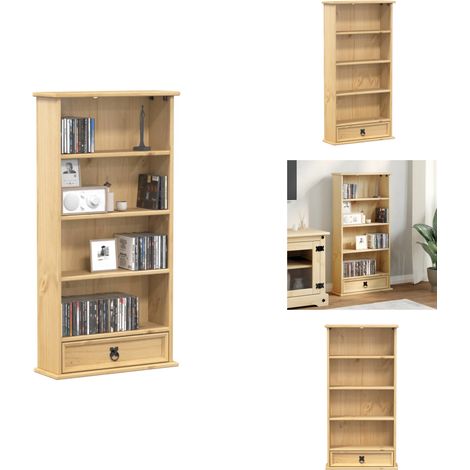 Armoire à CD Corona 52x17,5x103 cm bois de pin massif - Bibliothèque - Meuble Tv - Bibliothèque Design - Rangement Cd Dvd - Armoire À Livres (1/5)
