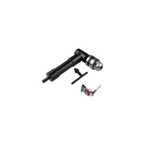 Accesorio para taladro de ángulo recto, cabezal de aluminio de 1500 RPM, adaptador de llave de mandril de 90 grados de 3/8", vástago hexagonal de 8 mm para accesorios de herramientas eléctricas (1/4)