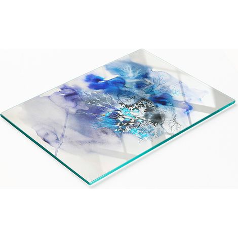 Dekoratives Schneidebrett aus gehärtetem Glas mit abstraktem Blumenmuster, 80 x 52 cm (1/5)