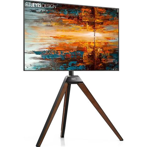 Support TV sur Trépied pour Écran de 32 à 65 Pouces Meuble TV Angle Fait en Bois Hauteur Réglable 1150-1300mm Angle Ajustable ±20° VESA 200x200-400x400mm (1/5)