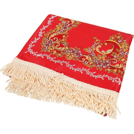 Tapis de Prière Double Couche Rouge, Moelleux en Polyester, Tapis de Pèlerinage Brodé pour Salon et Couloir, Grand Format (1/5)