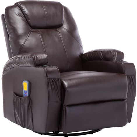 Electric Rocking Massage Chair Faux Leather Brown vidaXL (1/5)
