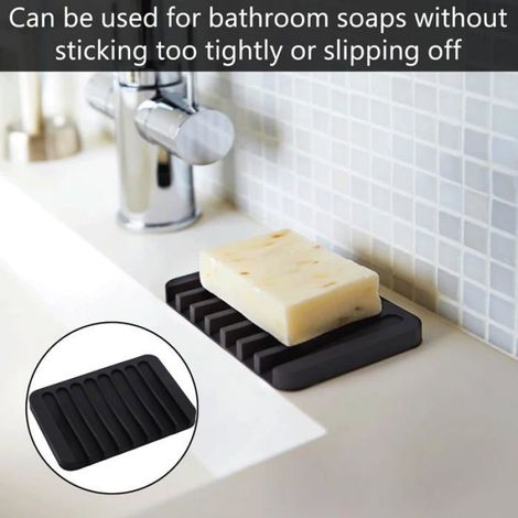 2Pcs Porte Savon,Porte-Savon En Silicone,Porte Savon Salle De Bain,Porte Savon Noir,Porte Savon Silicone Avec Drainage (1/4)