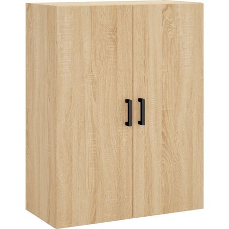 Mobiletto a muro pratico e capiente di design dimensioni 69,5 x 34 x 90 cm realizzato in legno composito di rovere Sonoma 020048582