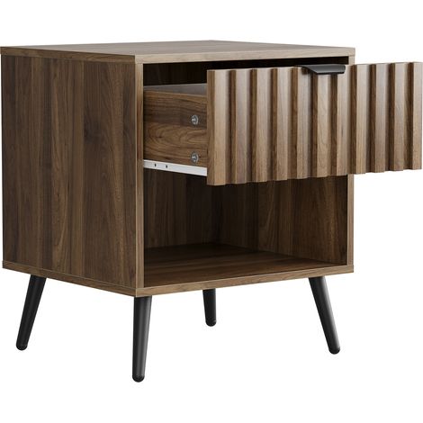 Comodino moderno con cassetto in MDF colore noce 45 x 40 x 53 cm 1 pezzo (1/5)