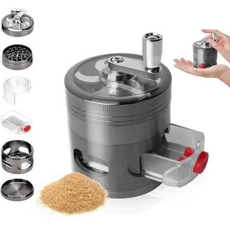 Macinino per erbe aromatiche con manico e cassetto, macina sale, tritatutto, macina spezie, macinino in metallo, macinino per erbe aromatiche, macinino per vari tipi di alimenti (1/5)