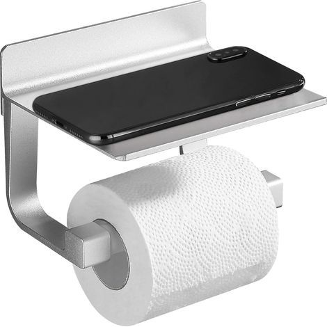 Toilettenpapierhalter, starker Rollen-Toilettenpapierhalter, selbstklebend, silberfarbenes Metall