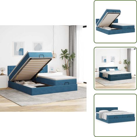 Ottoman-Bett mit Matratzen Dunkelblau 180x200 cm Samt - Ottoman-Bett - Ottoman-Betten - Bettrahmen - Bettgestell (1/5)