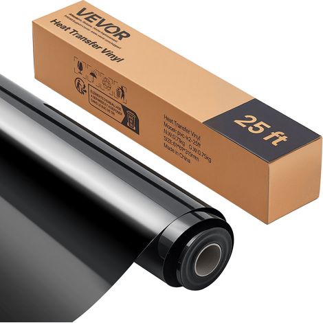 Rouleau Vinyle Thermocollant Noir Brillant 30,48x726 cm, Flex Thermocollant Facile à Découper et à Désherber, Forte Adhérence, HTV Compatible avec Machine de Découpe, pour Divers Matériaux (1/5)