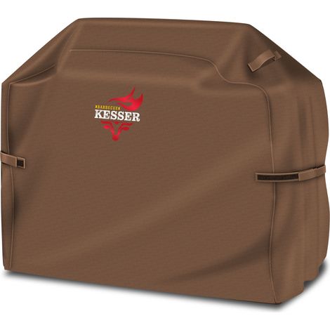 KESSER® Premium BBQ Grillabdeckung Gasgrill Grillhaube Abdeckung Wetterfest - für Weber   Brinkmann   Char Broil Grill Abdeckhaube Schutzhülle  600D Oxford Gewebe   Braun / 147 x 61 x 122 cm (BxTxH)