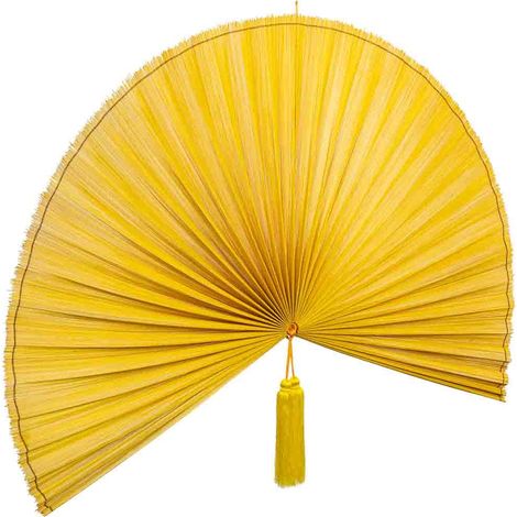Palmito decoración de pared de madera de bambú y tela amarillo 145x75x2h cm (1/5)