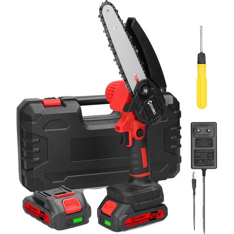 Mini tronçonneuse électrique, design sans fil, poignée ergonomique, Indicateur de batterie rouge, UE (1/2)