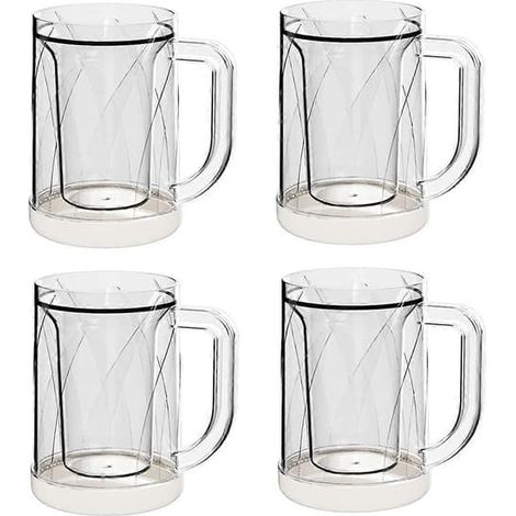 BelleRise - Lot de 4 chopes à bière glacées pour congélateur, à double paroi, avec gel. (1/5)