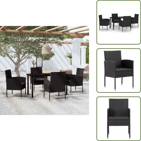 Arredamento da giardino - vidaXL Set da Pranzo da Giardino 5 pz Nero - Tavolo in vetro