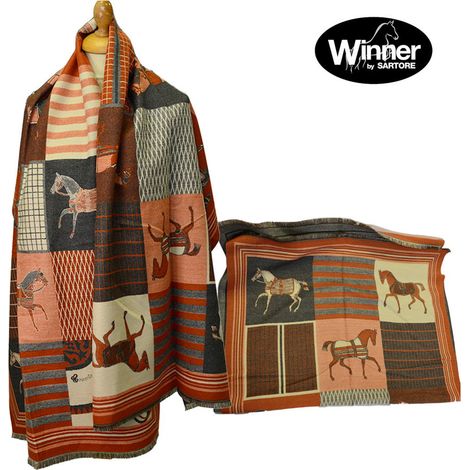 Sciarpa Winner Arancione con stampa equestre
