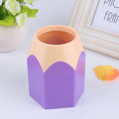 Porte-pinceaux de maquillage créatif, vase à stylos, pot à crayons, boîte à fournitures de bureau (violet) (1/5)
