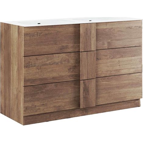 Meuble Vasque 122cm 3 tiroirs aspect bois finition Mercure - ZEUS (1/4)