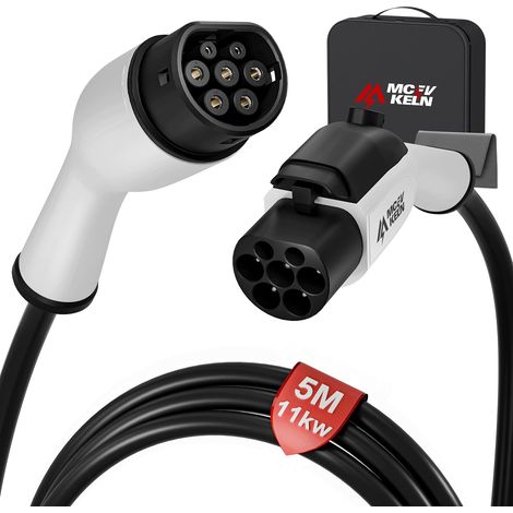 Type 2 11KW 16A 3 Phase Electric Vehicle Charging Cable Extension Lead 5m Extension Cable with Lock for Hybrid and Electric Car Charging Extension Cable (1/5)