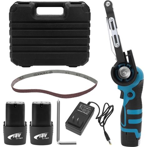 GARRYFIZH ‌Ponceuse à bande sans fil 16.8V‌ , Batterie 1.5AH, 15 bandes abrasives , Moteur 7000 RPM, autonomie 1h , ‌Pour métal, bois, courbes , Outil sans fil‌ (1/5)