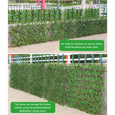 [JAMAIS UTILISÉ]Clôture artificielle, clôture télescopique, fausses fleurs et feuilles vertes, clôture de jardin extérieure, muret de protection, feuilles décoratives, plantes bloquantes, petite