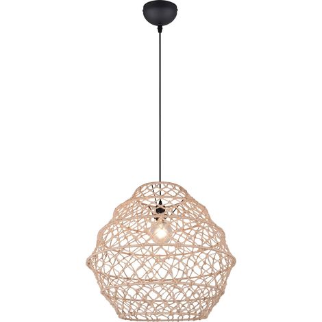 Lampada a sospensione, canapa e metallo, naturale e nero, D 60 cm, Hive (1/5)