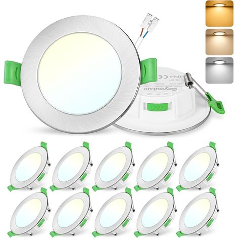 Lot de 6 Spot LED Encastrable 75-90mm, 7W Spots de Plafond Encastre Extra Plat 2700K/4000K/6500K Réglable, Intensité variable IP44 Spot Salle de Bain LED pour Salon Cuisine, Rond Blanc
