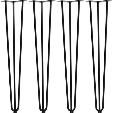 Ensemble de 4 pieds de table HOMCOM style industriel, design épingle à cheveux, avec patins en caoutchouc anti-rayures, 12 x 12 x 71 cm, vis de fixation incluses, noir