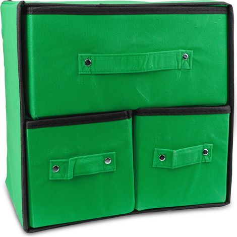 049880 Organisateur economie d'espace 3 Tiroirs   WELKHOME 30X29X22CM  Couleur: Vert