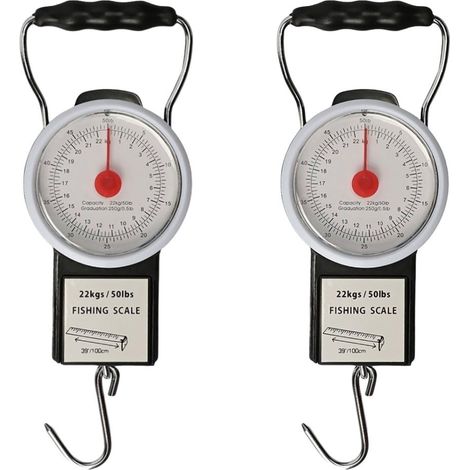 Lot de 2 balances de pêche suspendues, mécaniques, pour la cuisine et la pêche. (1/5)