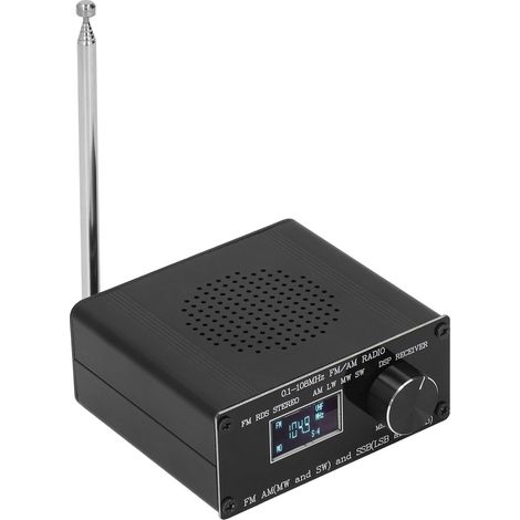 Récepteur radio FM/AM/SSB avec écran 0,96 pouce, port SMA et port USB pour chargement, kit d'accessoires