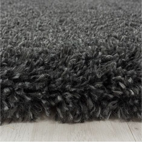 Tapis shaggy moelleux uni rond Matheo Gris Ø 80 (1/5)
